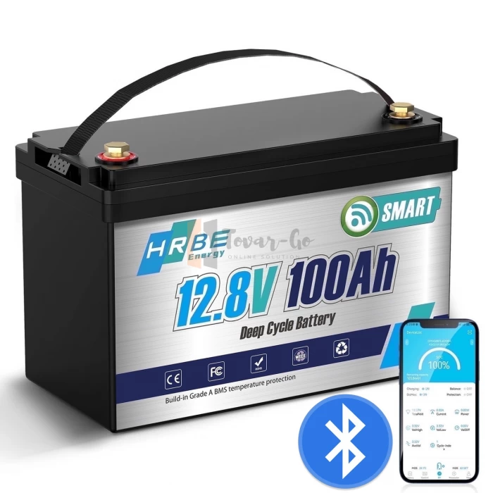 LiFePO4 12V/100Ah Акумулятор HRBEnergy з Bluetooth для систем резервного живлення — фото 2