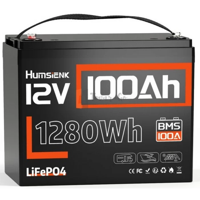 LiFePO4 12V/100Ah Акумулятор Humsienk з BMS для систем резервного живлення — фото 2