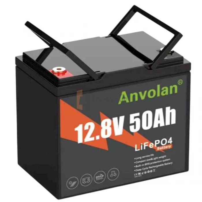 LiFePO4 12V/50Ah Акумулятор Anvolan, BMS для ДБЖ з складними ручками — фото 2