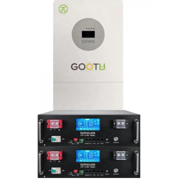 5 кВт+10 кВт LiFePO4 Комплект резервного живлення Інвертор Gootu +2 Акумулятора Supcelion LCD сенсорний екран, функція паралельної роботи